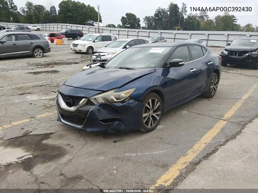 2016 NISSAN MAXIMA VIN 1N4AA6AP0GC392430 — фото 2