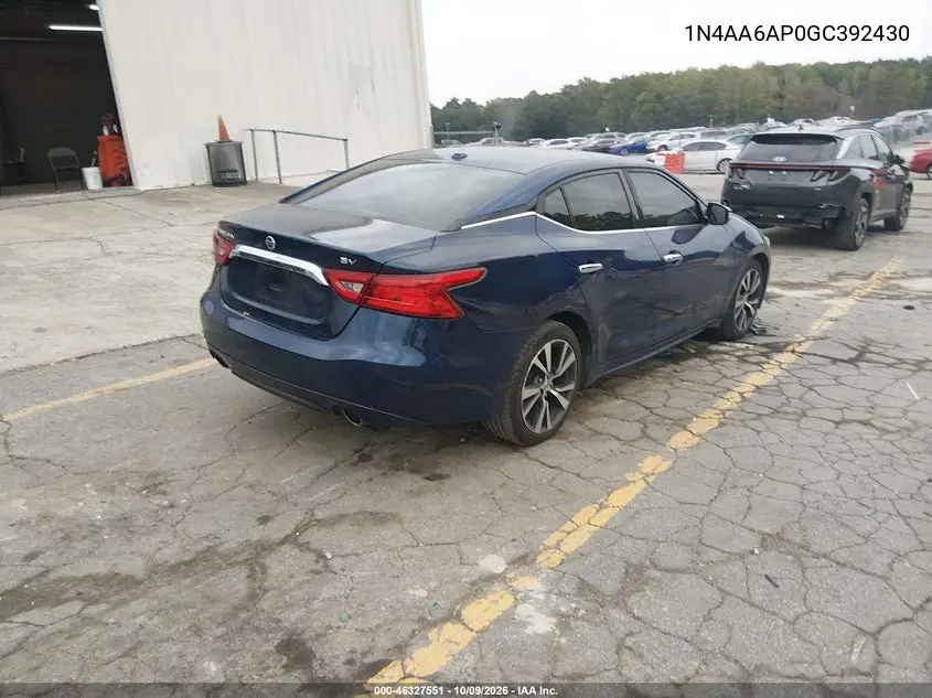 2016 NISSAN MAXIMA VIN 1N4AA6AP0GC392430 — фото 4