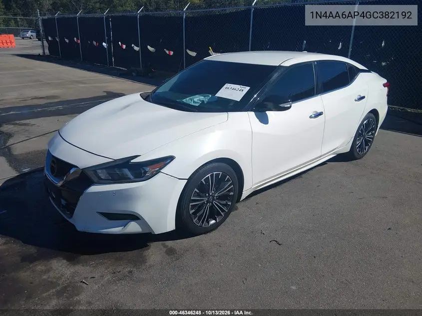 2016 NISSAN MAXIMA VIN 1N4AA6AP4GC382192 — фото 2