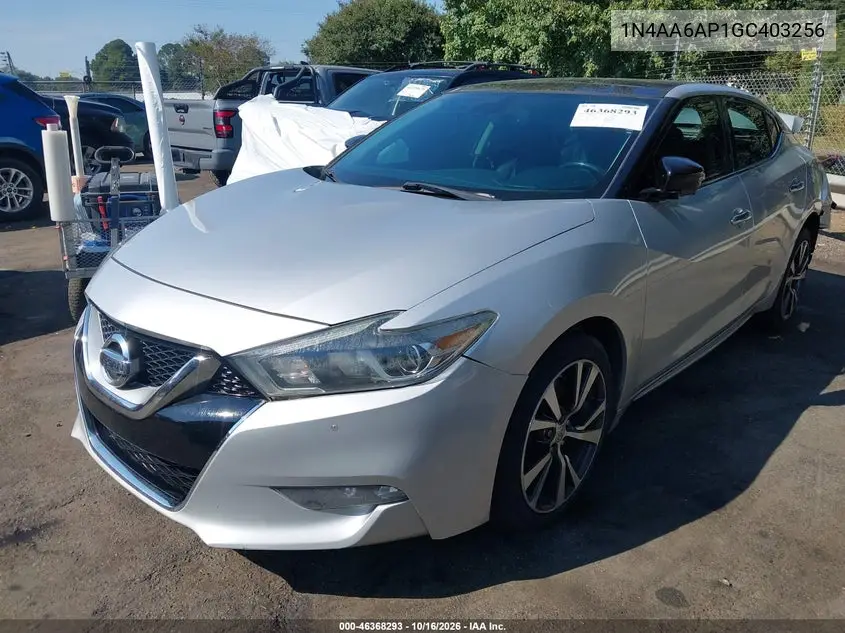 2016 NISSAN MAXIMA VIN 1N4AA6AP1GC403256 — фото 2