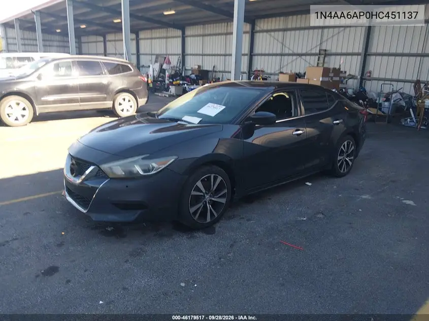 2017 NISSAN MAXIMA VIN 1N4AA6AP0HC451137 — фото 2