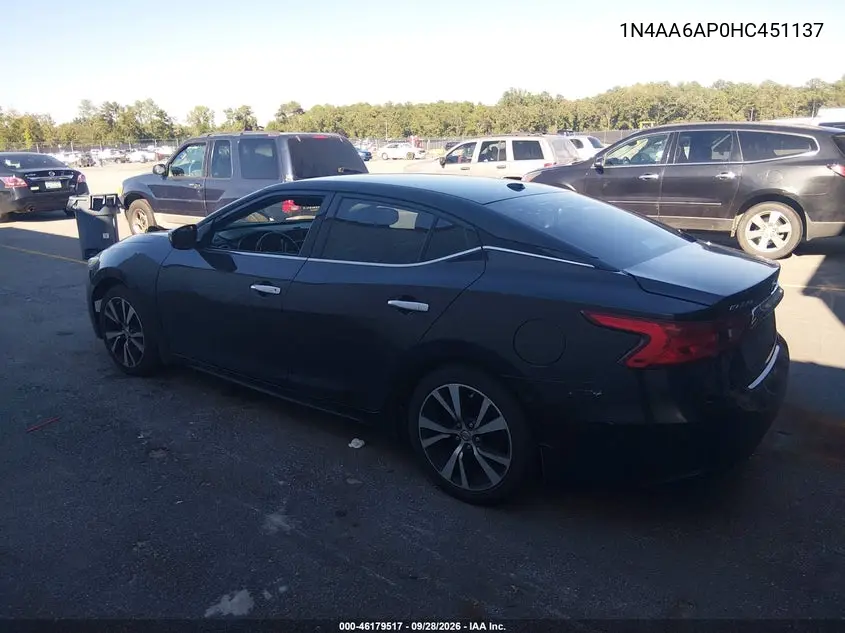 2017 NISSAN MAXIMA VIN 1N4AA6AP0HC451137 — фото 3