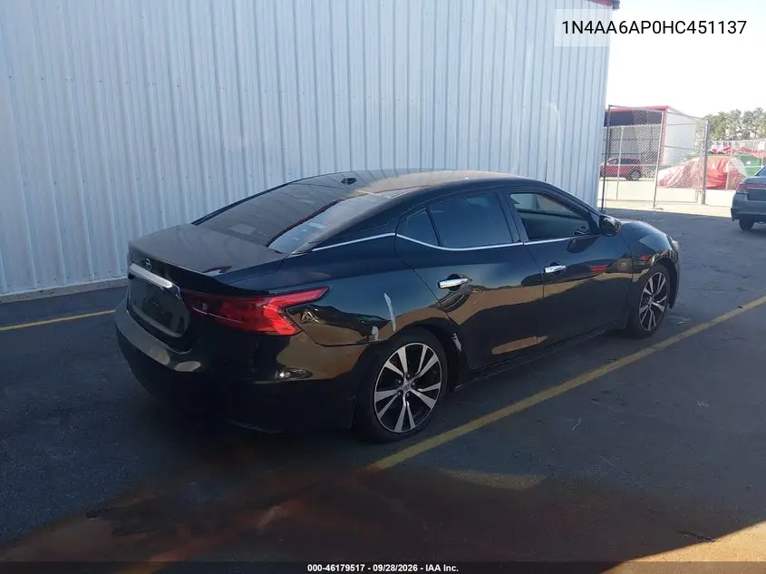 2017 NISSAN MAXIMA VIN 1N4AA6AP0HC451137 — фото 4