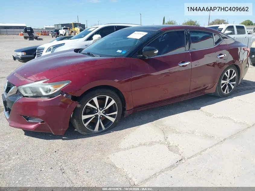 2017 NISSAN MAXIMA VIN 1N4AA6AP7HC409662 — фото 2