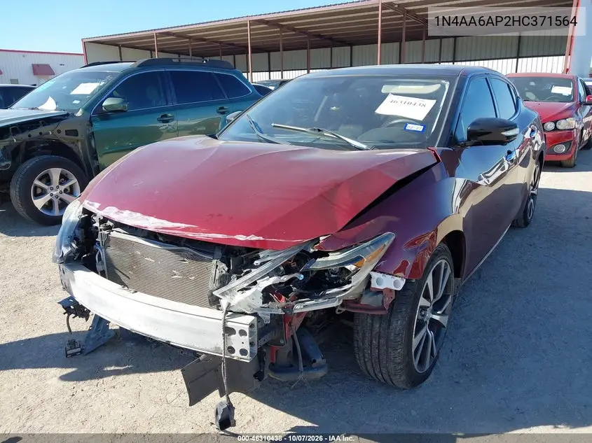 2017 NISSAN MAXIMA VIN 1N4AA6AP2HC371564 — фото 2