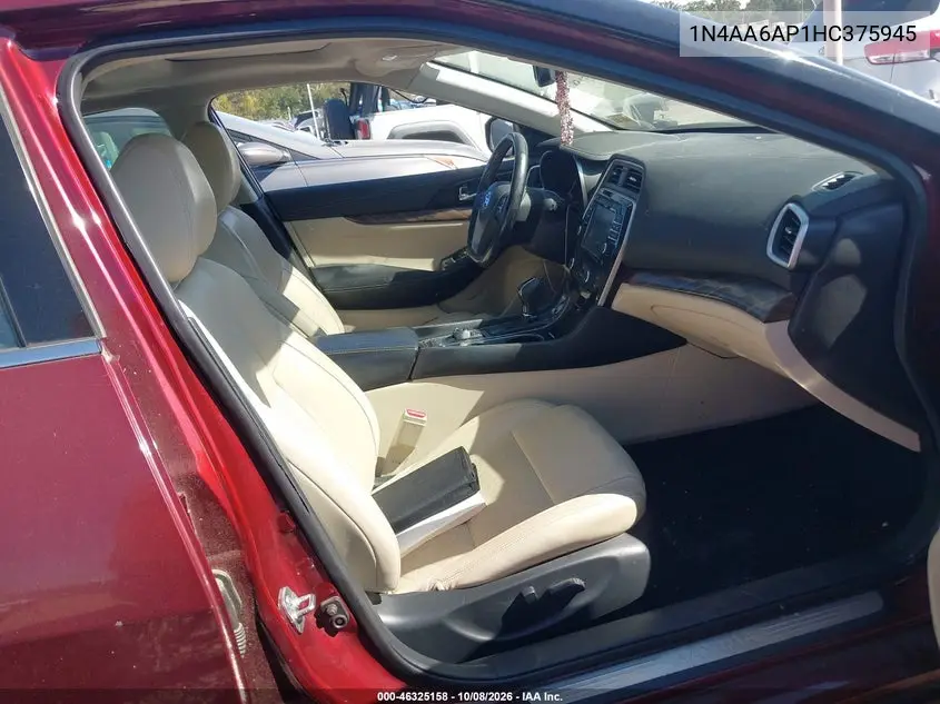 2017 NISSAN MAXIMA VIN 1N4AA6AP1HC375945 — фото 5