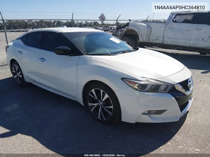 NISSAN MAXIMA 2017, VIN 1N4AA6AP0HC364810