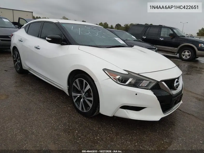 NISSAN MAXIMA 2017, VIN 1N4AA6AP1HC422651
