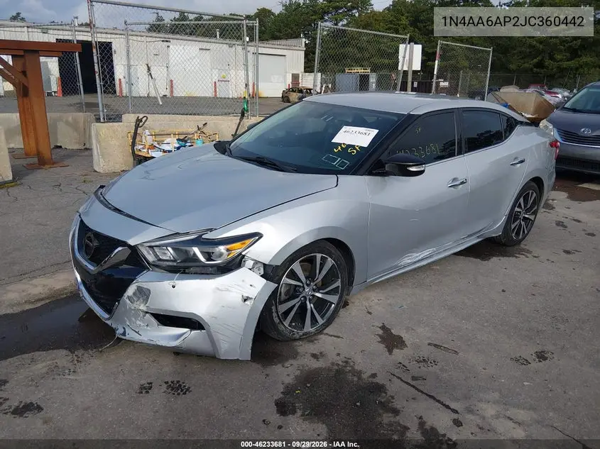 2018 NISSAN MAXIMA VIN 1N4AA6AP2JC360442 — фото 2