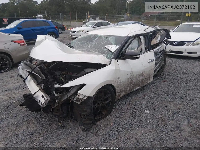 2018 NISSAN MAXIMA VIN 1N4AA6APXJC372192 — фото 2