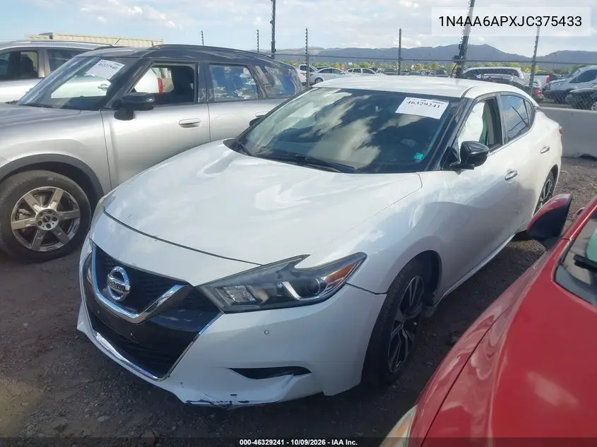 2018 NISSAN MAXIMA VIN 1N4AA6APXJC375433 — фото 2