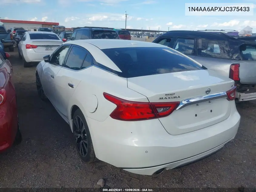 2018 NISSAN MAXIMA VIN 1N4AA6APXJC375433 — фото 3