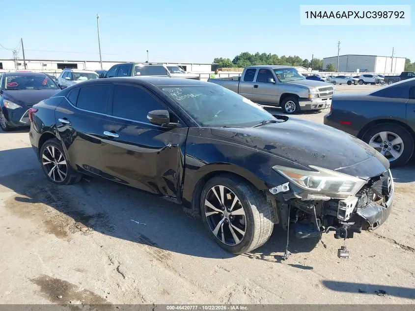 NISSAN MAXIMA 2018, VIN 1N4AA6APXJC398792