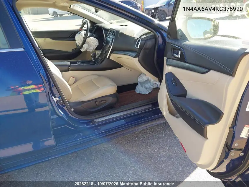 2019 NISSAN MAXIMA VIN 1N4AA6AV4KC376920 — фото 5
