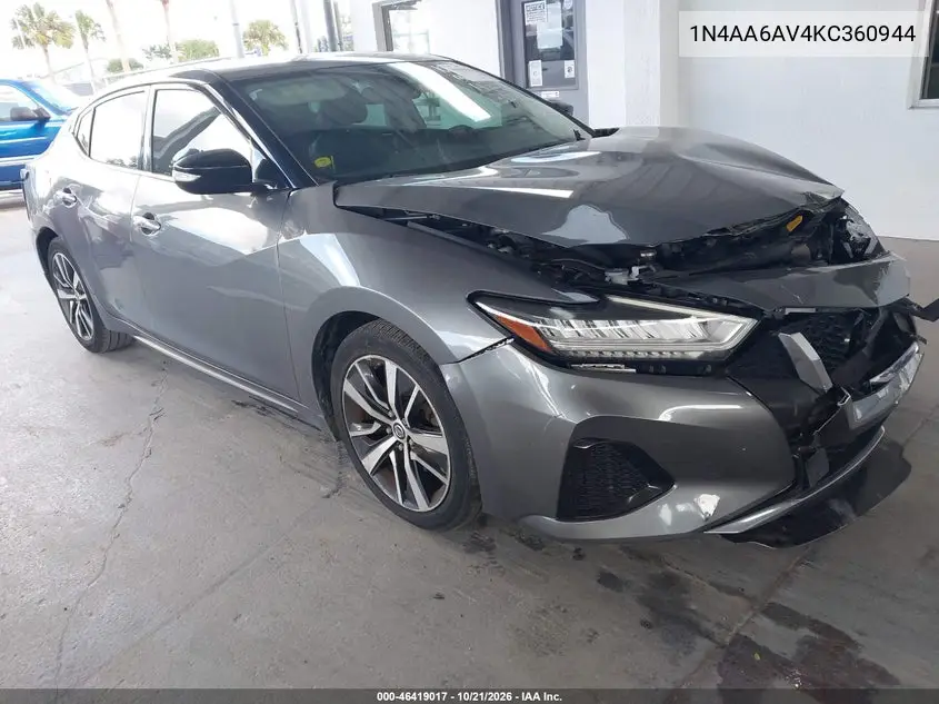 NISSAN MAXIMA 2019, VIN 1N4AA6AV4KC360944