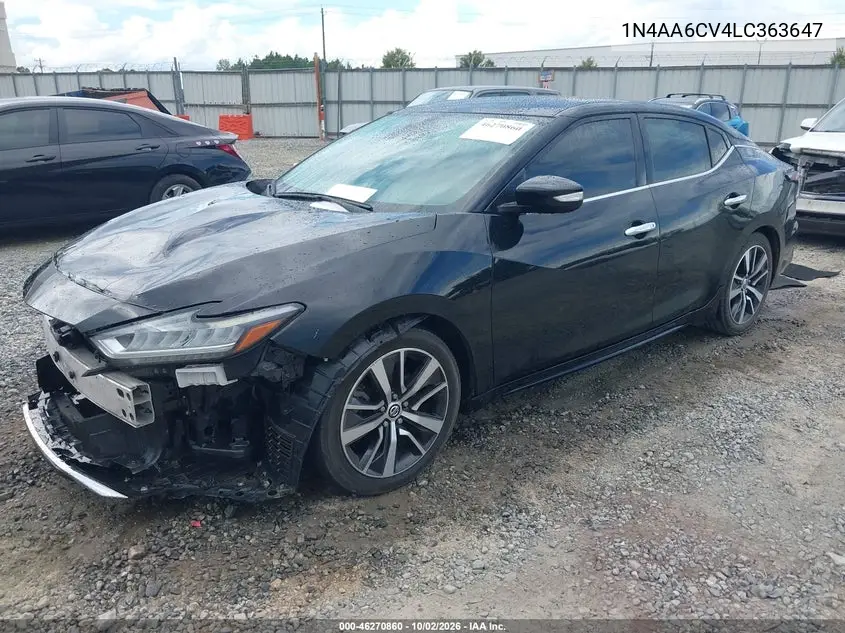 2020 NISSAN MAXIMA VIN 1N4AA6CV4LC363647 — фото 2
