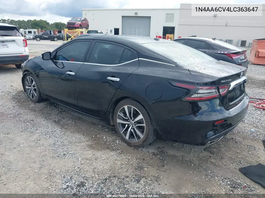 2020 NISSAN MAXIMA VIN 1N4AA6CV4LC363647 — фото 3