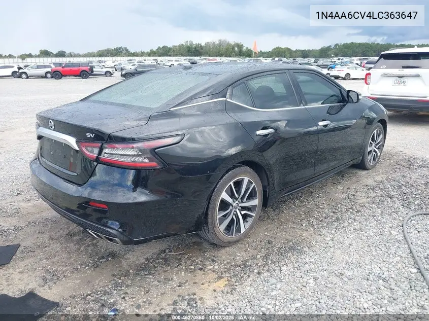 2020 NISSAN MAXIMA VIN 1N4AA6CV4LC363647 — фото 4
