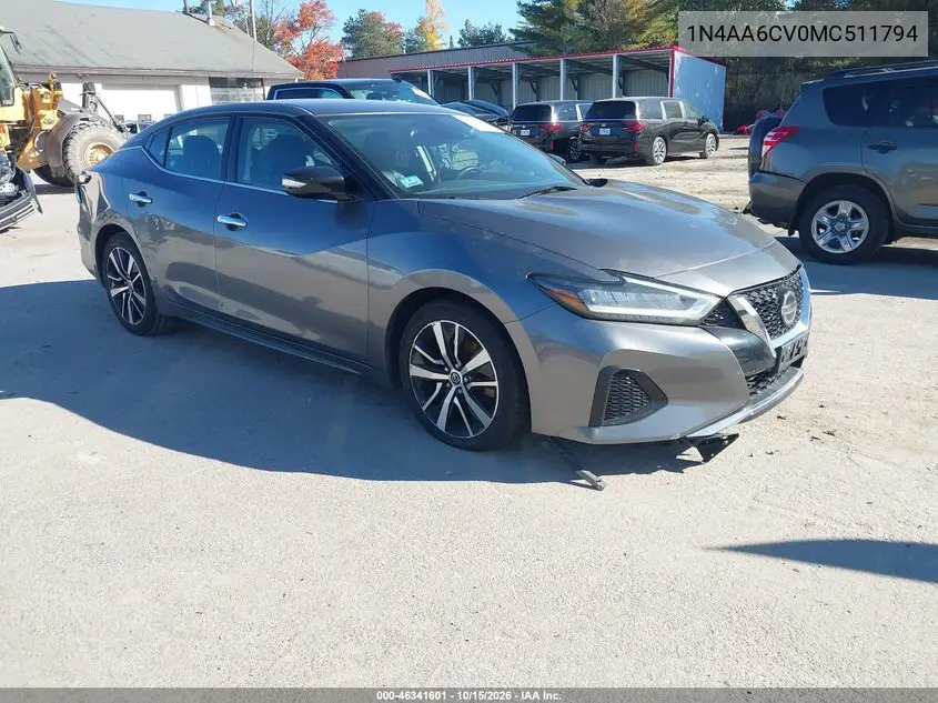 NISSAN MAXIMA 2021, VIN 1N4AA6CV0MC511794