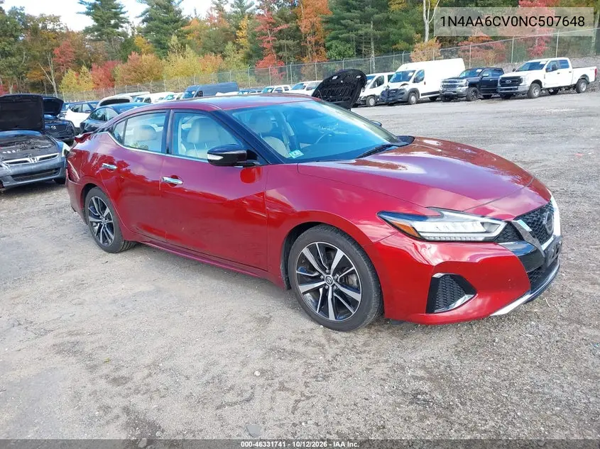 NISSAN MAXIMA 2022, VIN 1N4AA6CV0NC507648