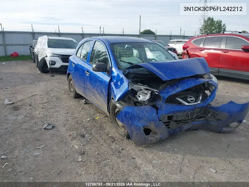 NISSAN MICRA 2015, VIN 3N1CK3CP6FL242212