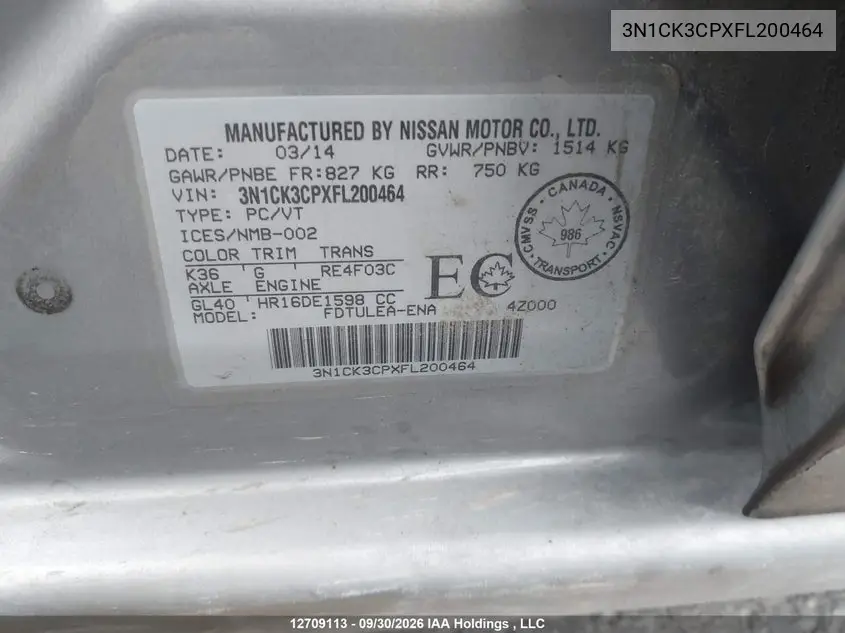 2015 NISSAN MICRA VIN 3N1CK3CPXFL200464 — фото 19