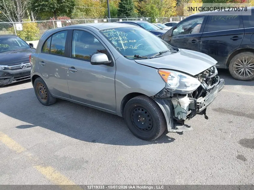 NISSAN MICRA 2015, VIN 3N1CK3CP5FL270678