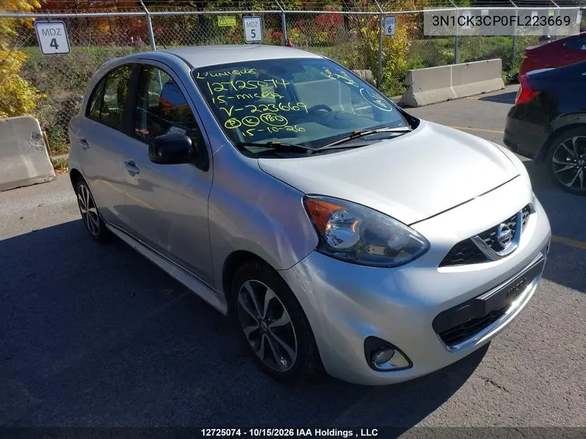 NISSAN MICRA 2015, VIN 3N1CK3CP0FL223669