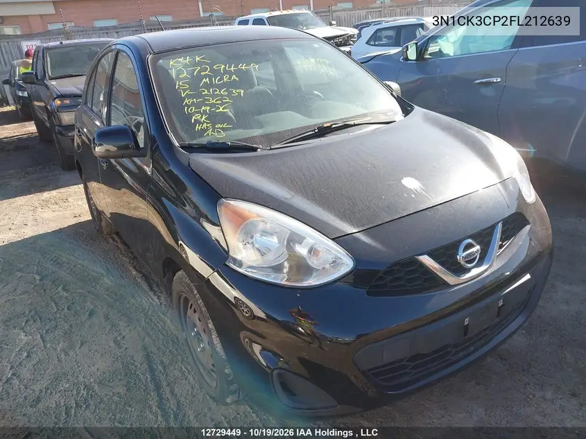 NISSAN MICRA 2015, VIN 3N1CK3CP2FL212639