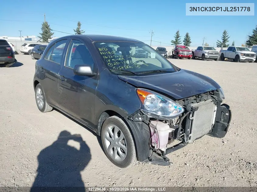 NISSAN MICRA 2018, VIN 3N1CK3CP1JL251778