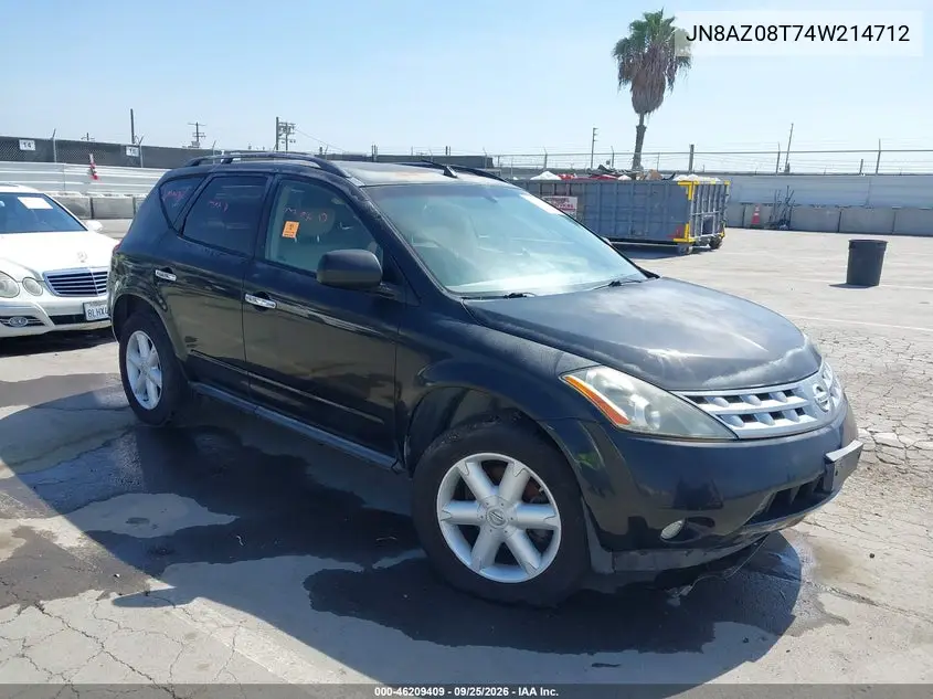 NISSAN MURANO 2004, VIN JN8AZ08T74W214712