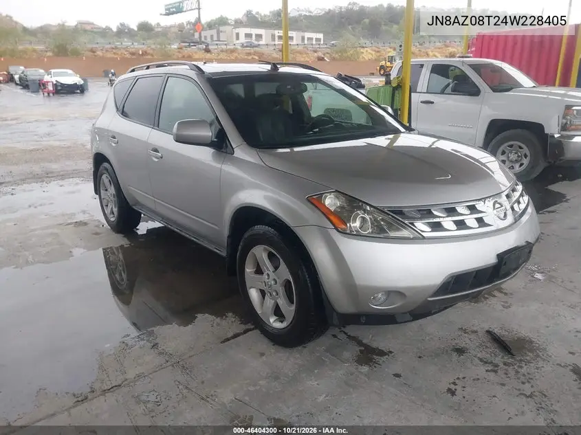 NISSAN MURANO 2004, VIN JN8AZ08T24W228405