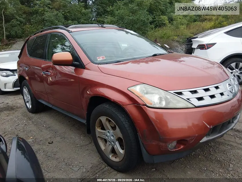 NISSAN MURANO 2005, VIN JN8AZ08W45W405063