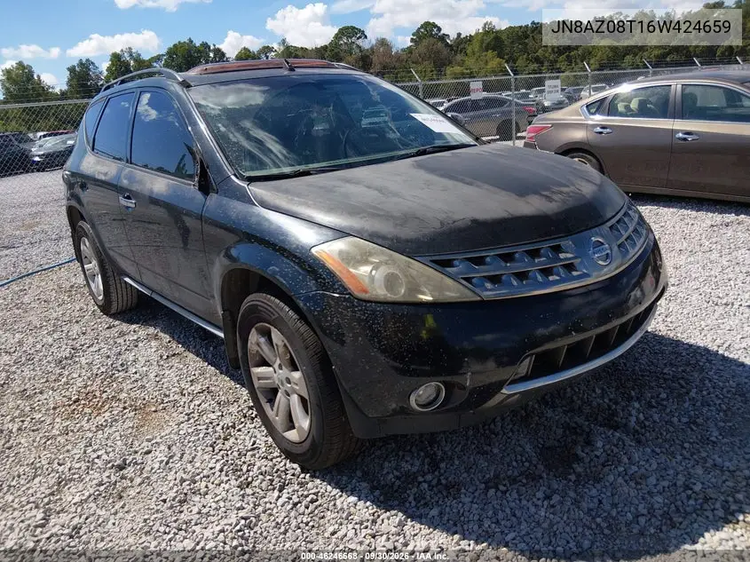 NISSAN MURANO 2006, VIN JN8AZ08T16W424659