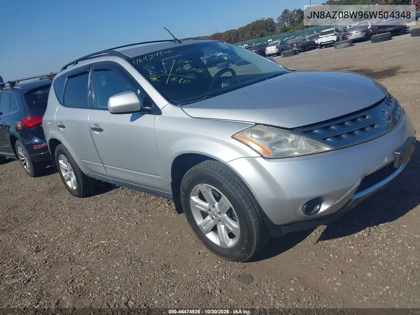 NISSAN MURANO 2006, VIN JN8AZ08W96W504348