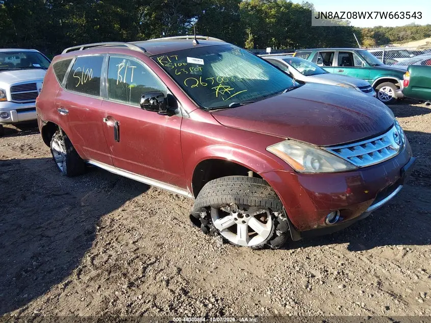 NISSAN MURANO 2007, VIN JN8AZ08WX7W663543