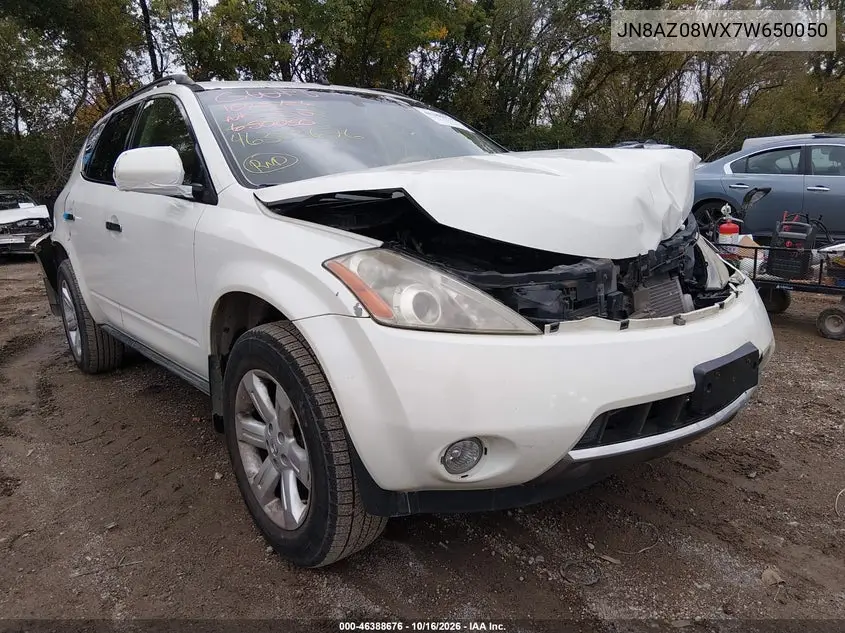 NISSAN MURANO 2007, VIN JN8AZ08WX7W650050