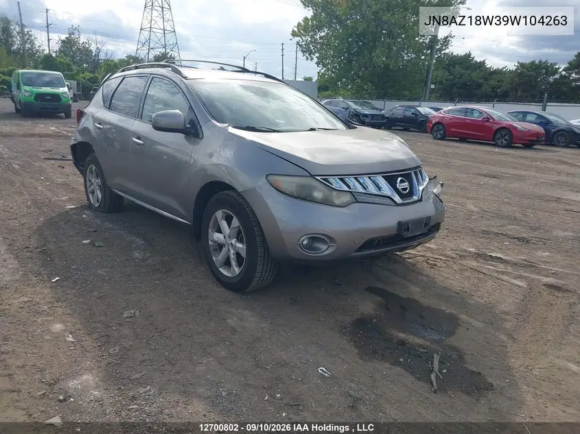 NISSAN MURANO 2009, VIN JN8AZ18W39W104263