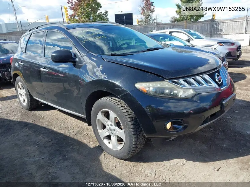 NISSAN MURANO 2009, VIN JN8AZ18WX9W153265