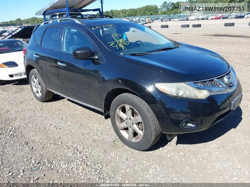 NISSAN MURANO 2009, VIN JN8AZ18W59W207751