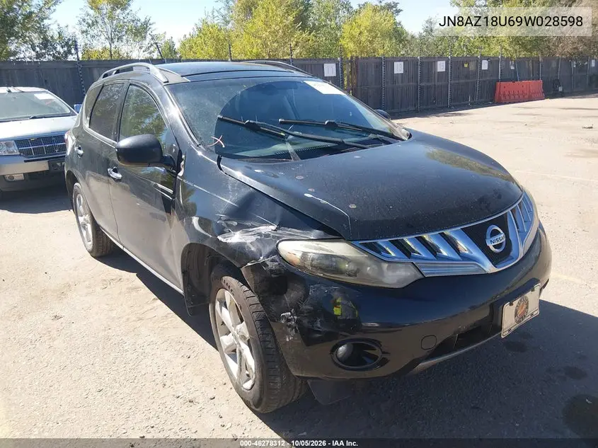NISSAN MURANO 2009, VIN JN8AZ18U69W028598