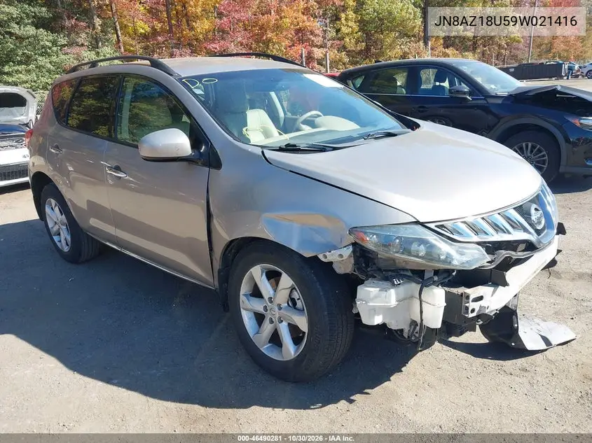 NISSAN MURANO 2009, VIN JN8AZ18U59W021416