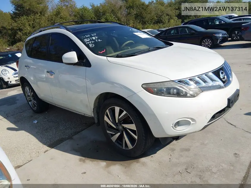 NISSAN MURANO 2010, VIN JN8AZ1MW2AW137314