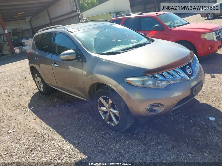 NISSAN MURANO 2010, VIN JN8AZ1MW3AW137662
