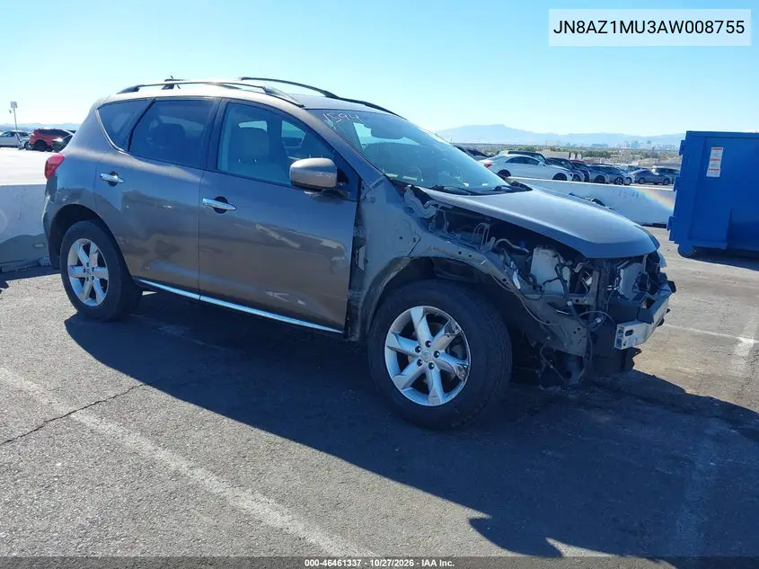 NISSAN MURANO 2010, VIN JN8AZ1MU3AW008755