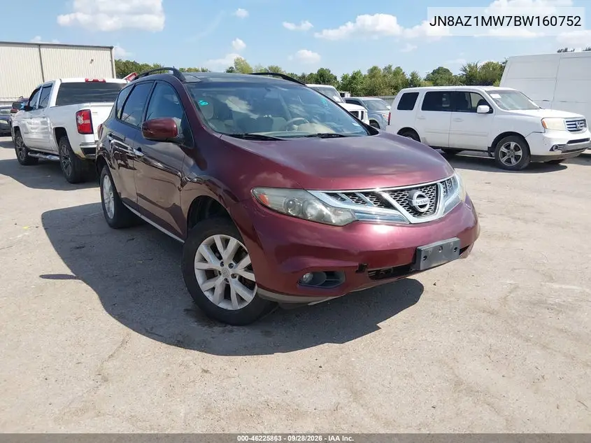 NISSAN MURANO 2011, VIN JN8AZ1MW7BW160752