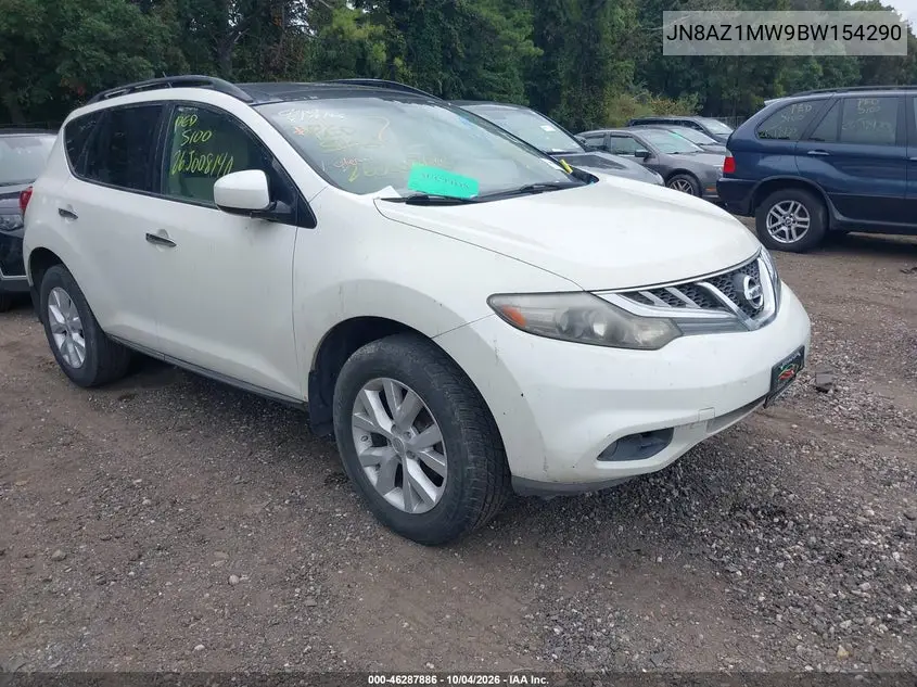 NISSAN MURANO 2011, VIN JN8AZ1MW9BW154290