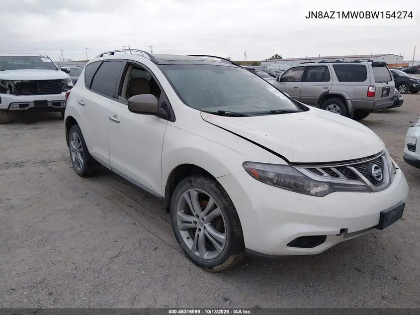 NISSAN MURANO 2011, VIN JN8AZ1MW0BW154274