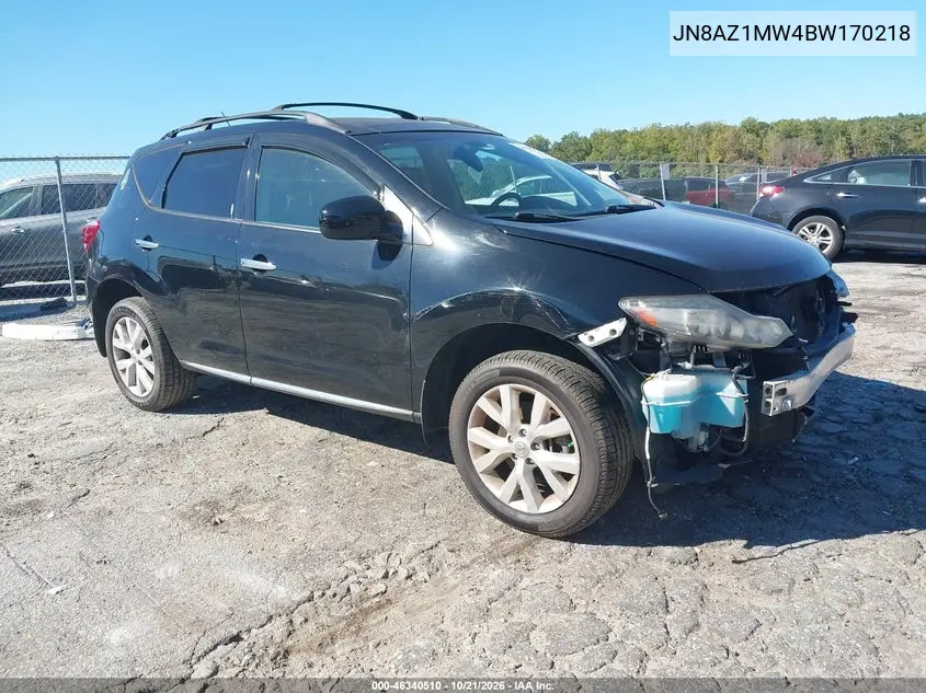 NISSAN MURANO 2011, VIN JN8AZ1MW4BW170218