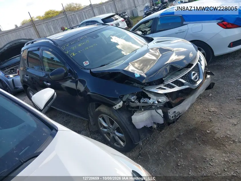 NISSAN MURANO 2012, VIN JN8AZ1MW2CW228005
